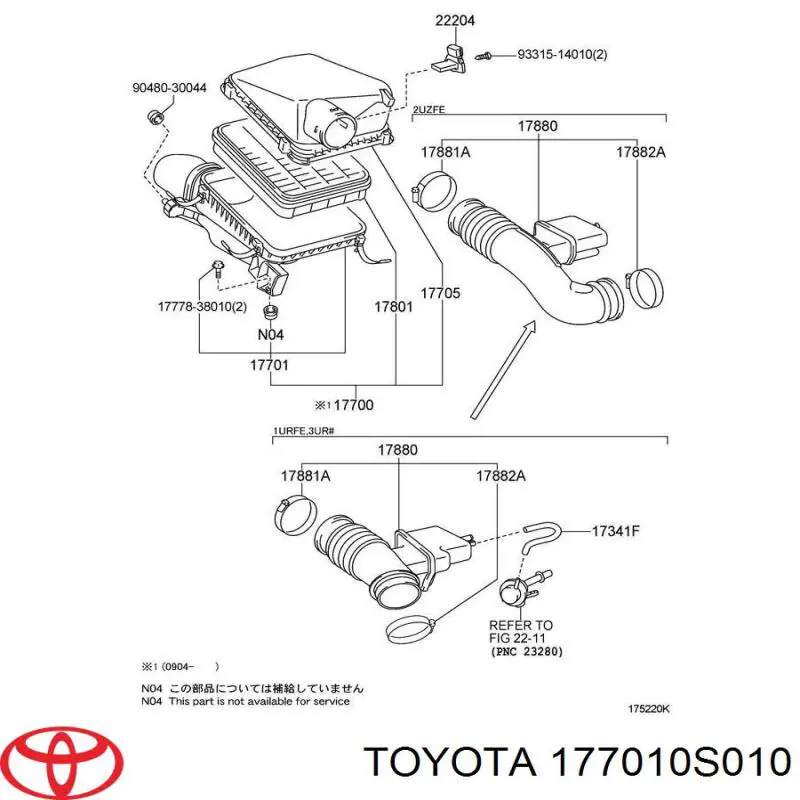 177010S010 Toyota caixa de filtro de ar