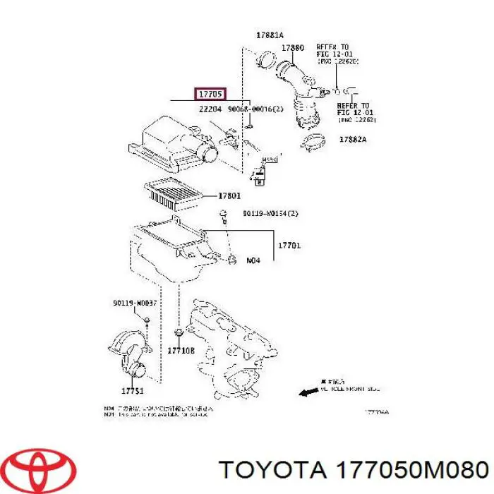 Воздушный фильтр 177050M080 Toyota