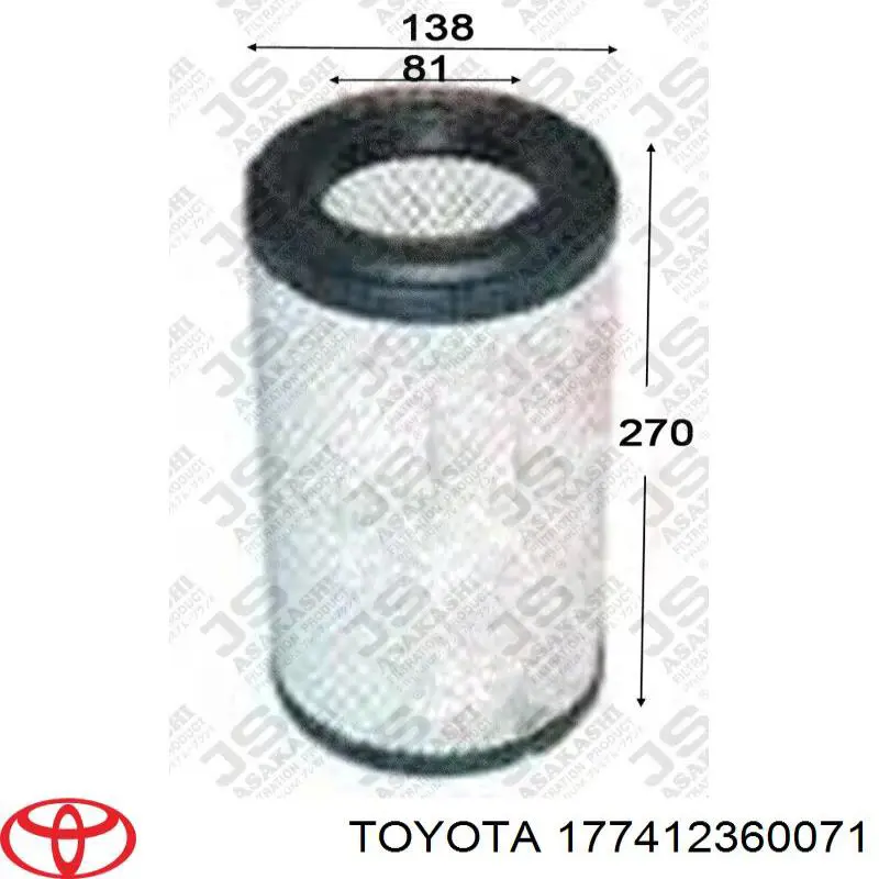 Воздушный фильтр 177412360071 Toyota