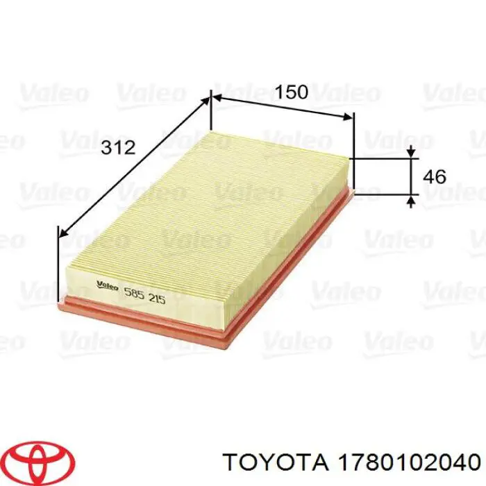 Купить 1780102040 Toyota Автомобильный фильтр воздуха