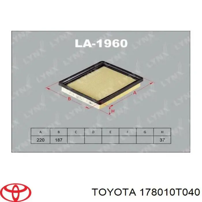 Воздушный фильтр 178010T040 Toyota