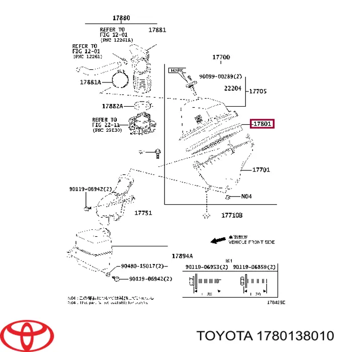 Купить 1780138010 Toyota Автомобильный фильтр воздуха
