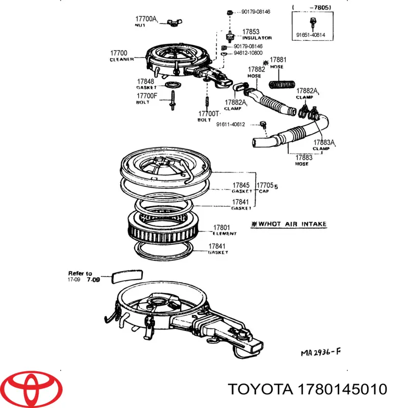 Воздушный фильтр 1780145010 Toyota