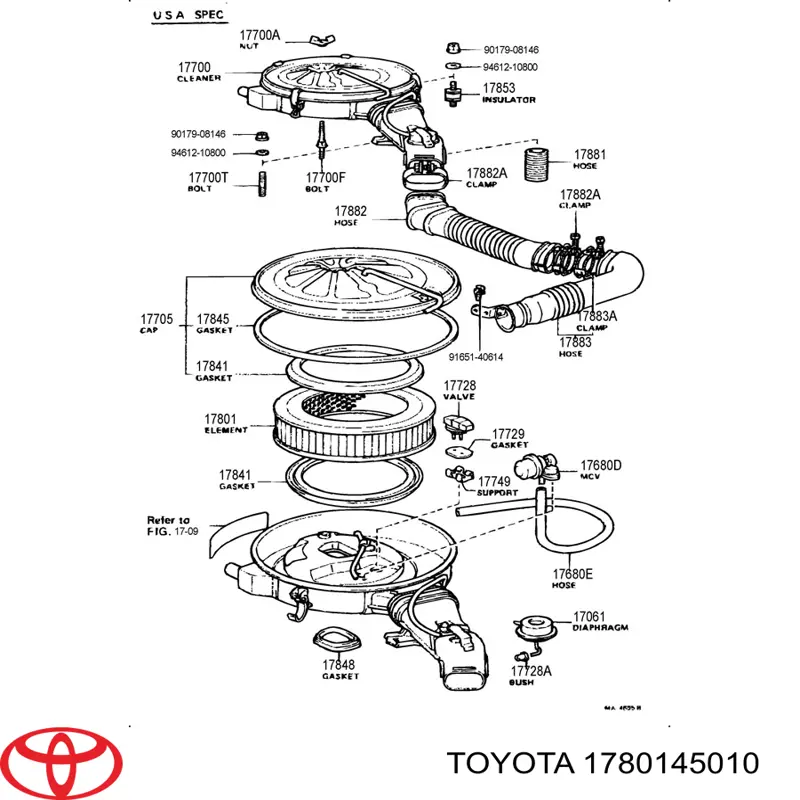 Filtro de aire 1780145010 Toyota