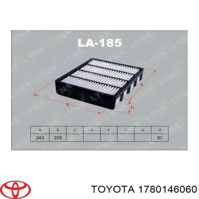 Воздушный фильтр 1780146060 Toyota