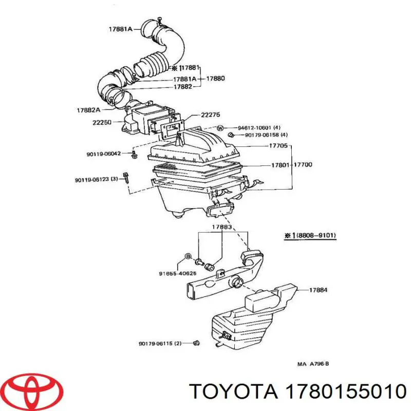 Filtro de aire 1780155010 Toyota