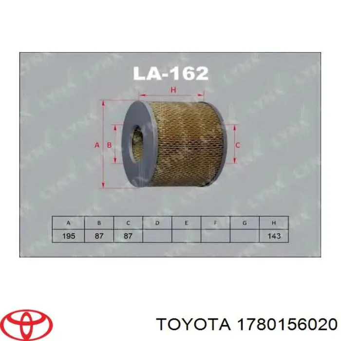 Элемент воздушного фильтра Toyota 1780156020 цена, от 11.85 USD