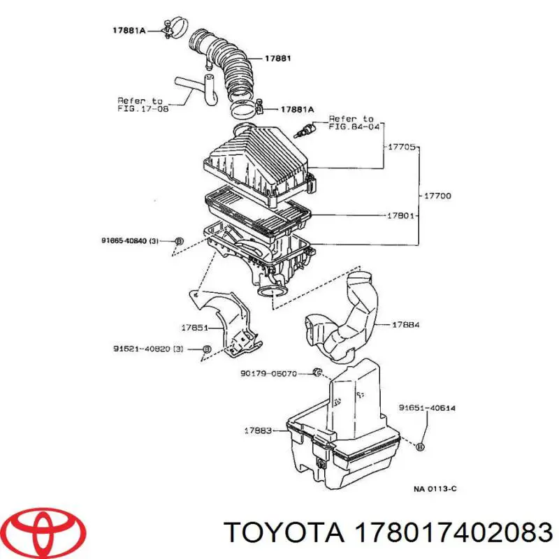 Filtro de aire 178017402083 Toyota