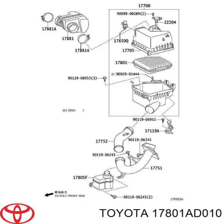 Воздушный фильтр 17801AD010 Toyota