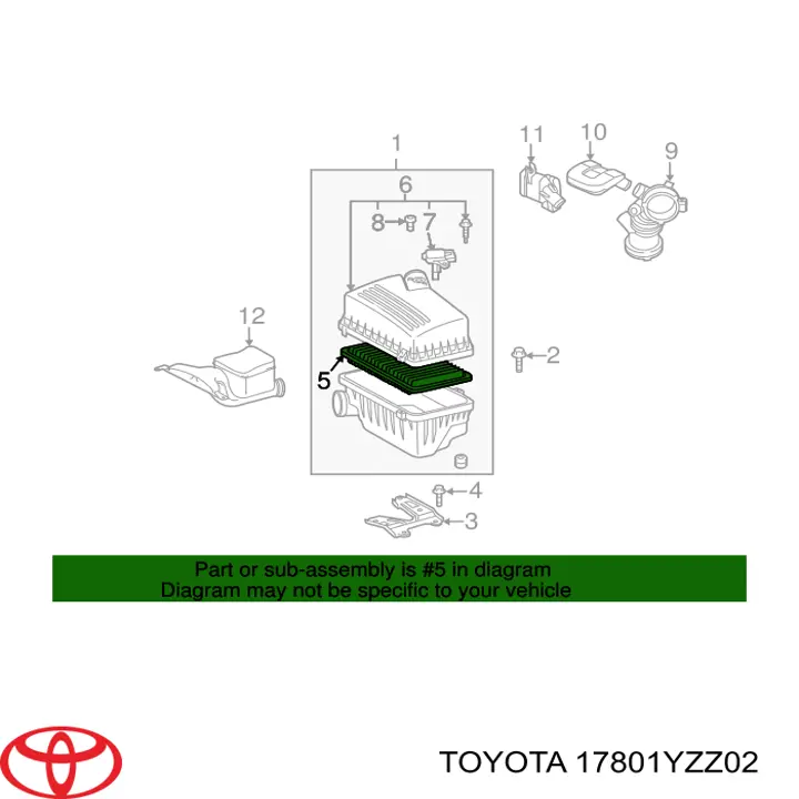 17801YZZ02 Toyota filtro de ar