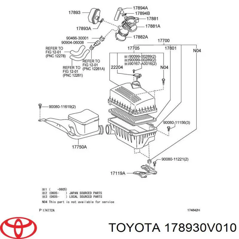 Резонатор воздушного фильтра 178930V010 Toyota