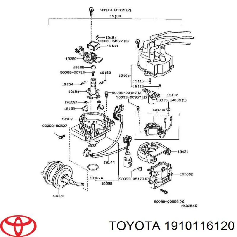 Крышка распределителя зажигания (трамблера) 1910116120 Toyota