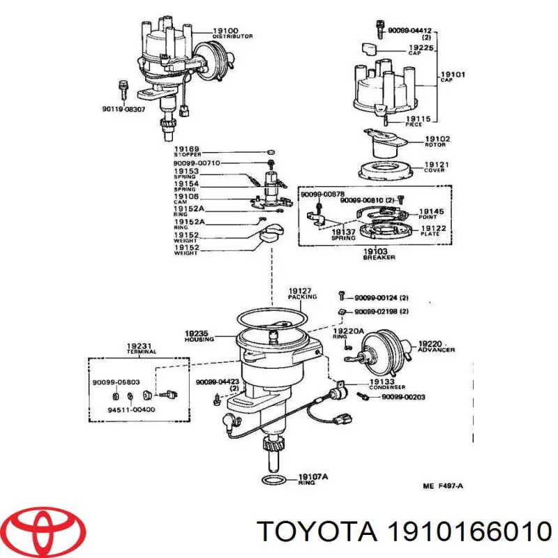 1910166010 Toyota tampa de distribuidor de ignição (distribuidor)