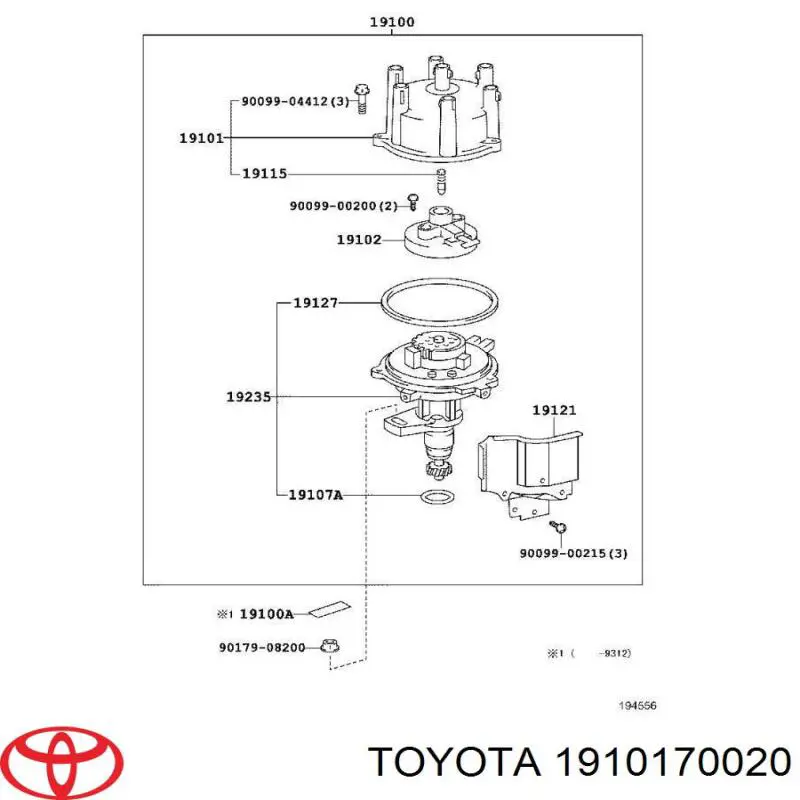 Крышка распределителя зажигания (трамблера) Toyota 1910170020