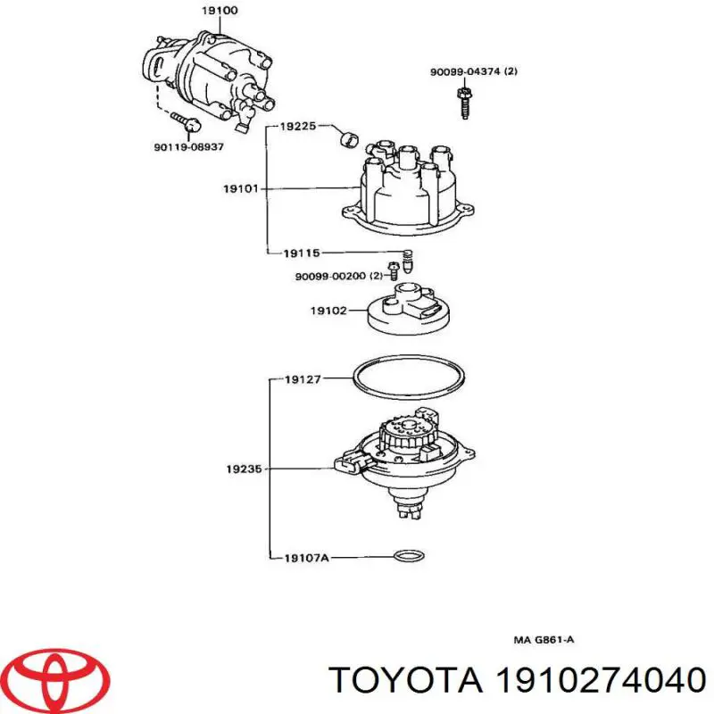 Бегунок (ротор) распределителя зажигания, трамблера Toyota 1910274040 цена, от 3.91 USD
