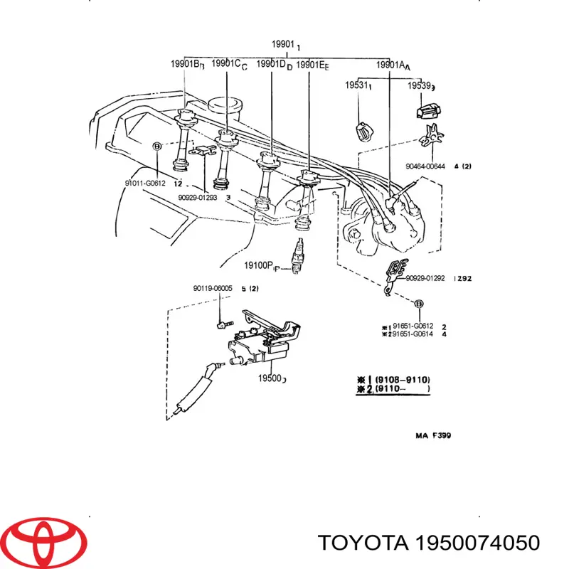 1950074050 Toyota bobina de ignição