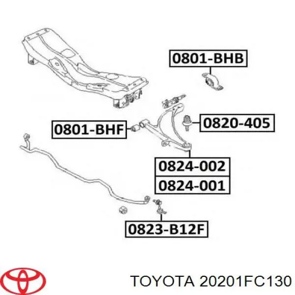 Сайлентблок переднего нижнего рычага 20201FC130 Toyota