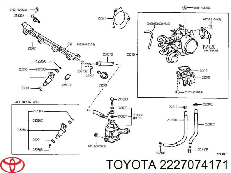 2227074170 Toyota válvula (regulador de marcha a vácuo)