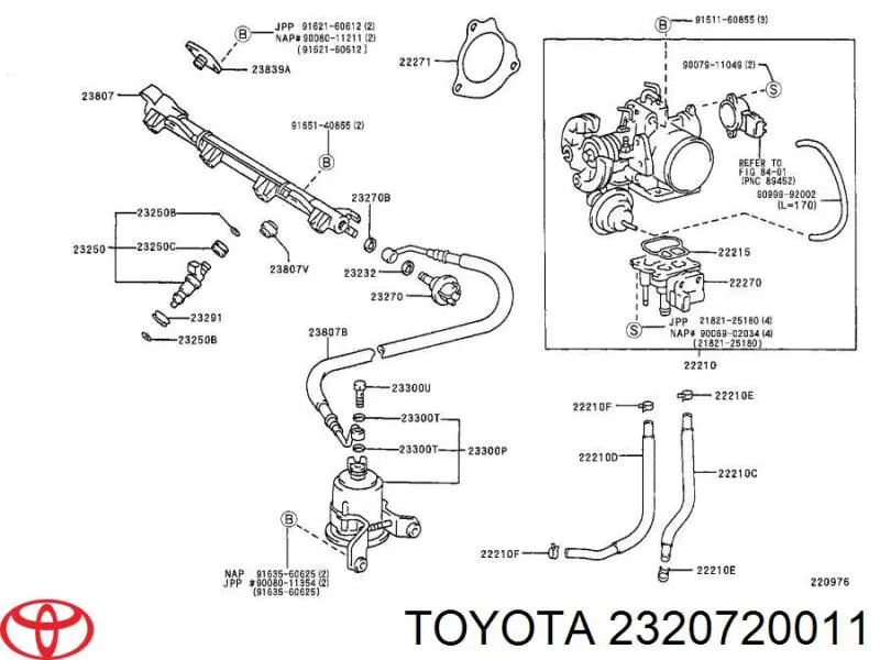 2320720011 Toyota regulador de pressão de combustível na régua de injectores