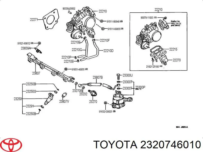 Regulador de pressão de combustível na régua de injectores para Toyota Camry (V20)