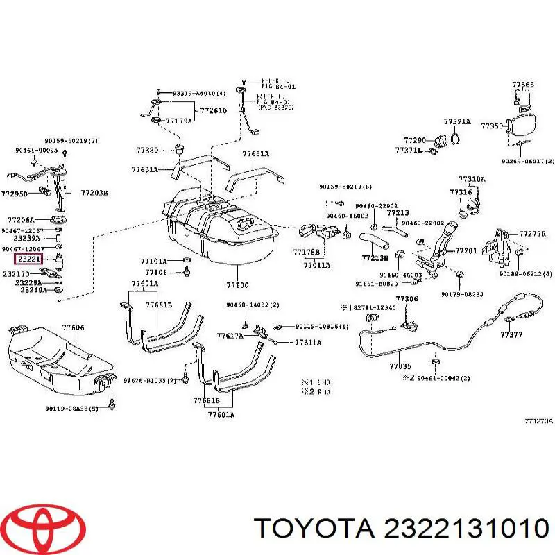 2322131010 Toyota elemento de turbina da bomba de combustível