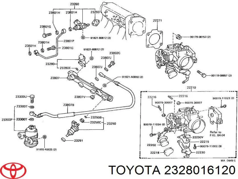 2328016120 Toyota regulador de pressão de combustível na régua de injectores