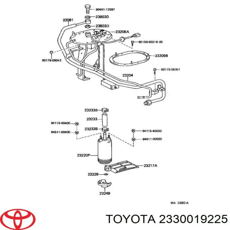 Топливный фильтр 2330019225 Toyota