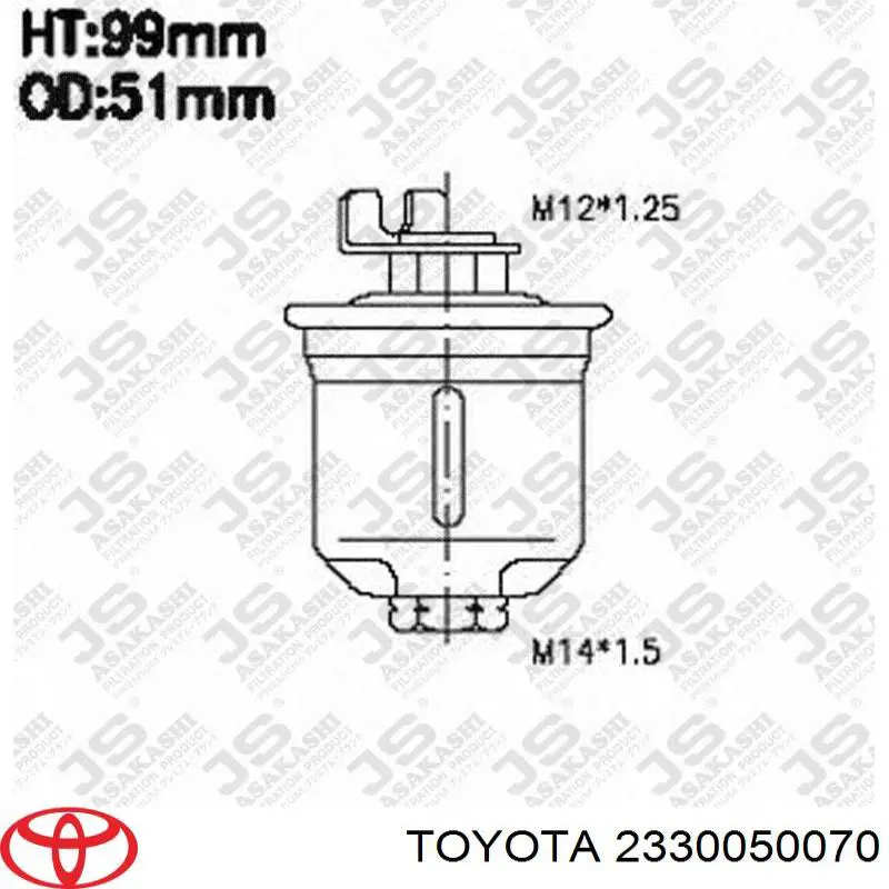 Filtro combustible 2330050070 Toyota