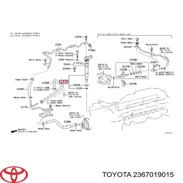 Injetor de injeção de combustível para Toyota Hilux (GUN12, GUN13)