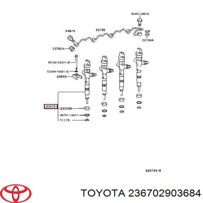 Форсунка впрыска топлива 236702903684 Toyota