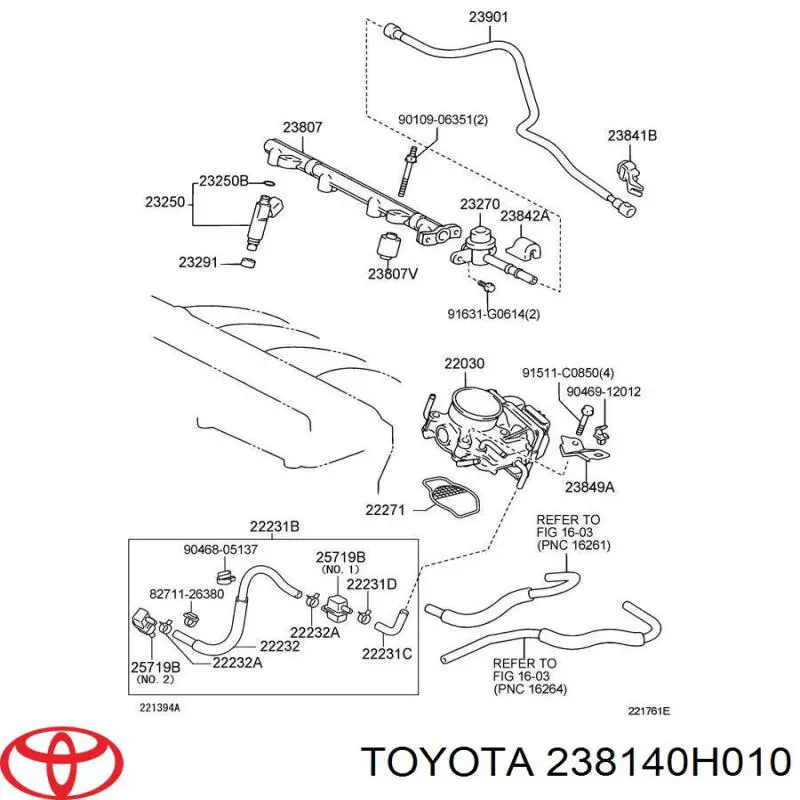 Distribuidor de combustível (rampa) para Toyota Camry (V40)