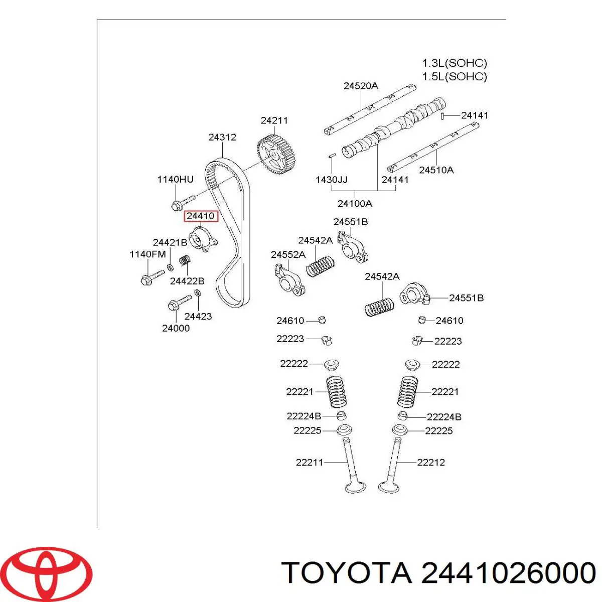 Ролик натяжителя ремня газораспределения Toyota 2441026000 цена, от 11.78 USD