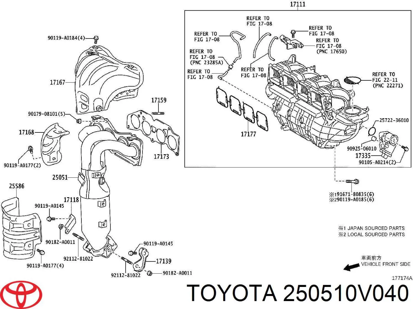  Toyota 250510V040 цена, от 275.17 USD