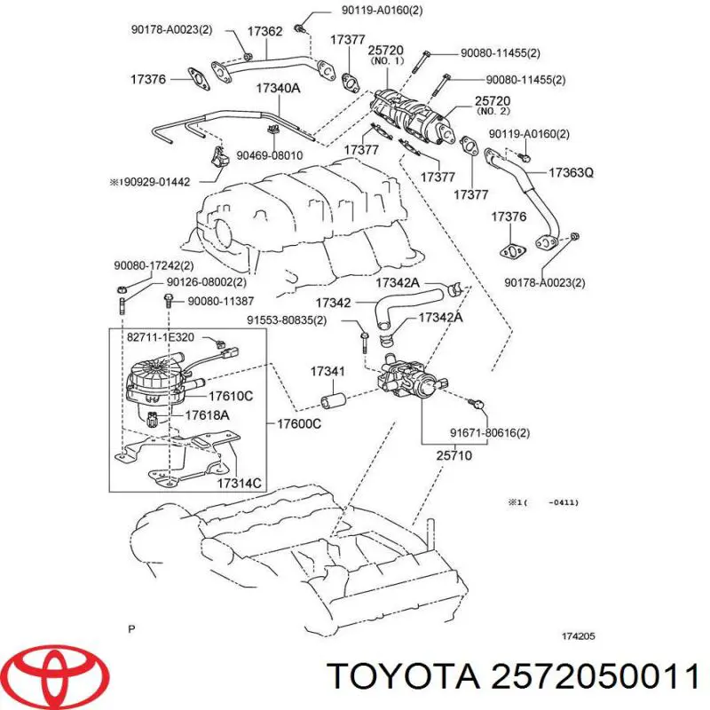 Клапан продувки катализатора Toyota 2572050011