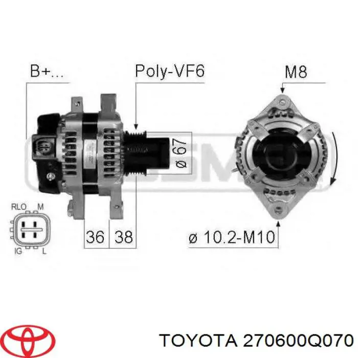 Автомобильный генератор Toyota 270600Q070 цена, от 84.30 USD