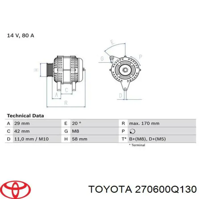 Генератор 270600Q130 Toyota
