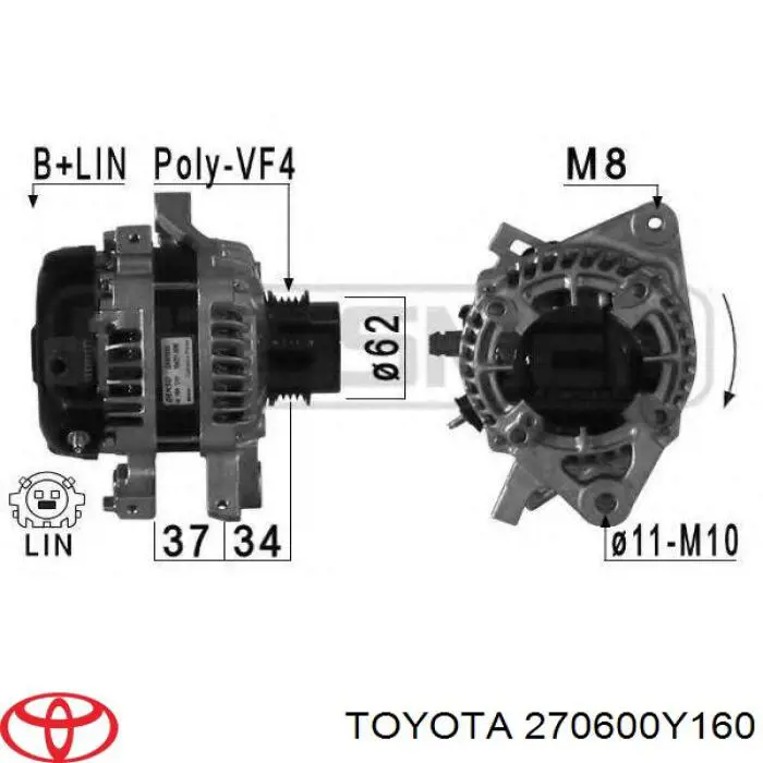 270600Y160 Toyota генератор