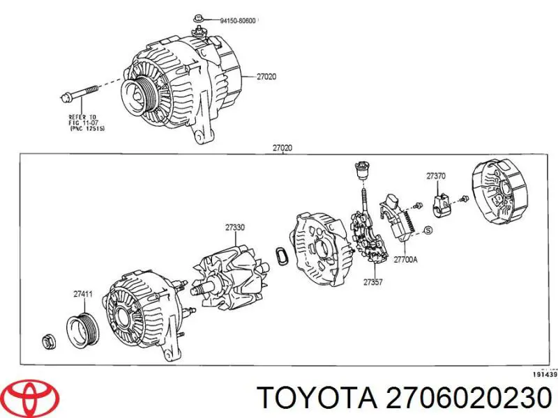 Генератор 2706020230 Toyota