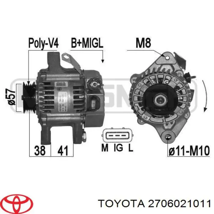 2706021011 Toyota генератор