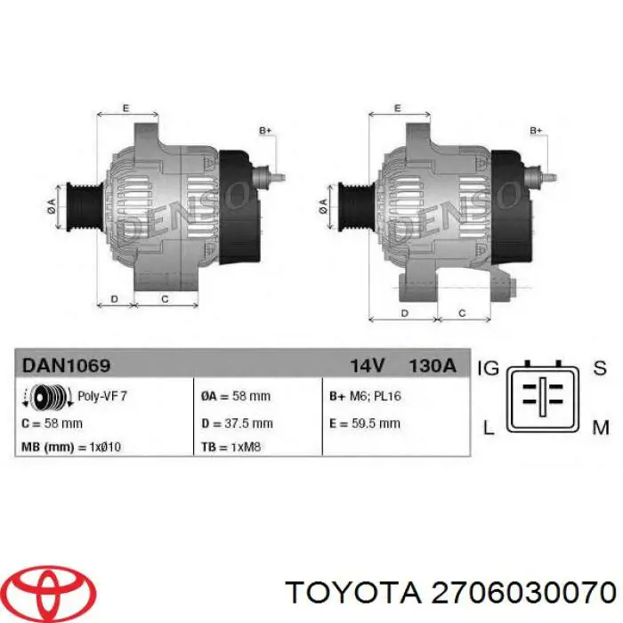 2706030100 Toyota gerador