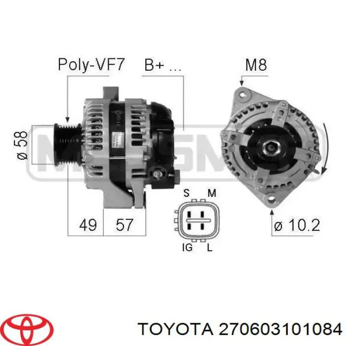 Автомобильный генератор Toyota 270603101184 цена, от 165.42 USD