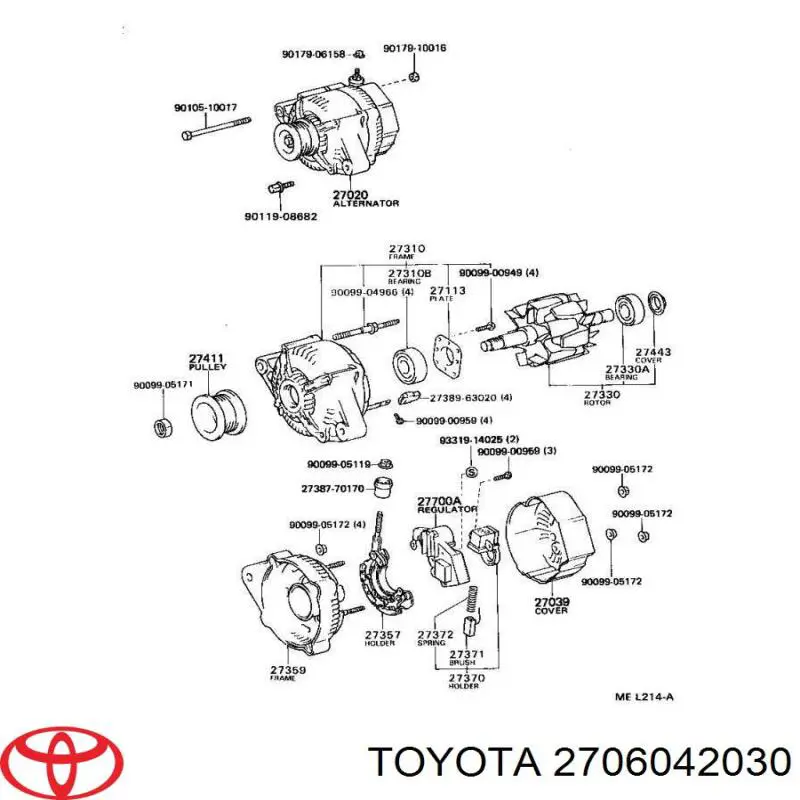 2706042030 Toyota генератор