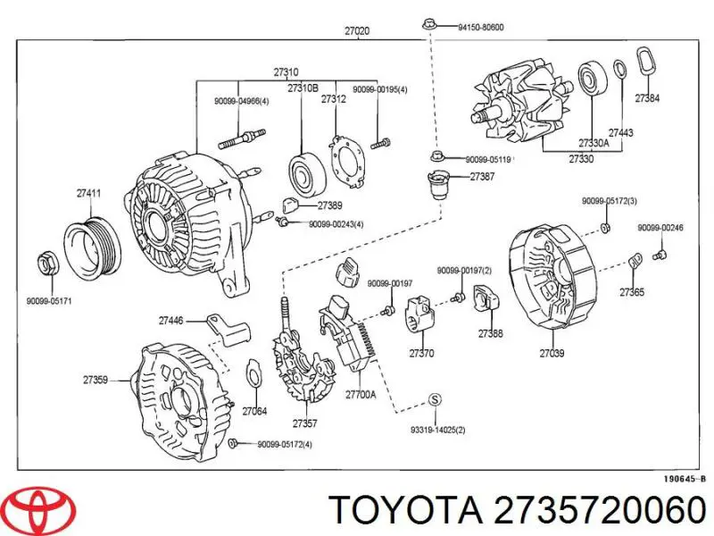 Выпрямитель Toyota 2735720060 цена, от 57.01 USD