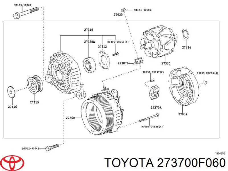 Щетка генератора 273700F060 Toyota