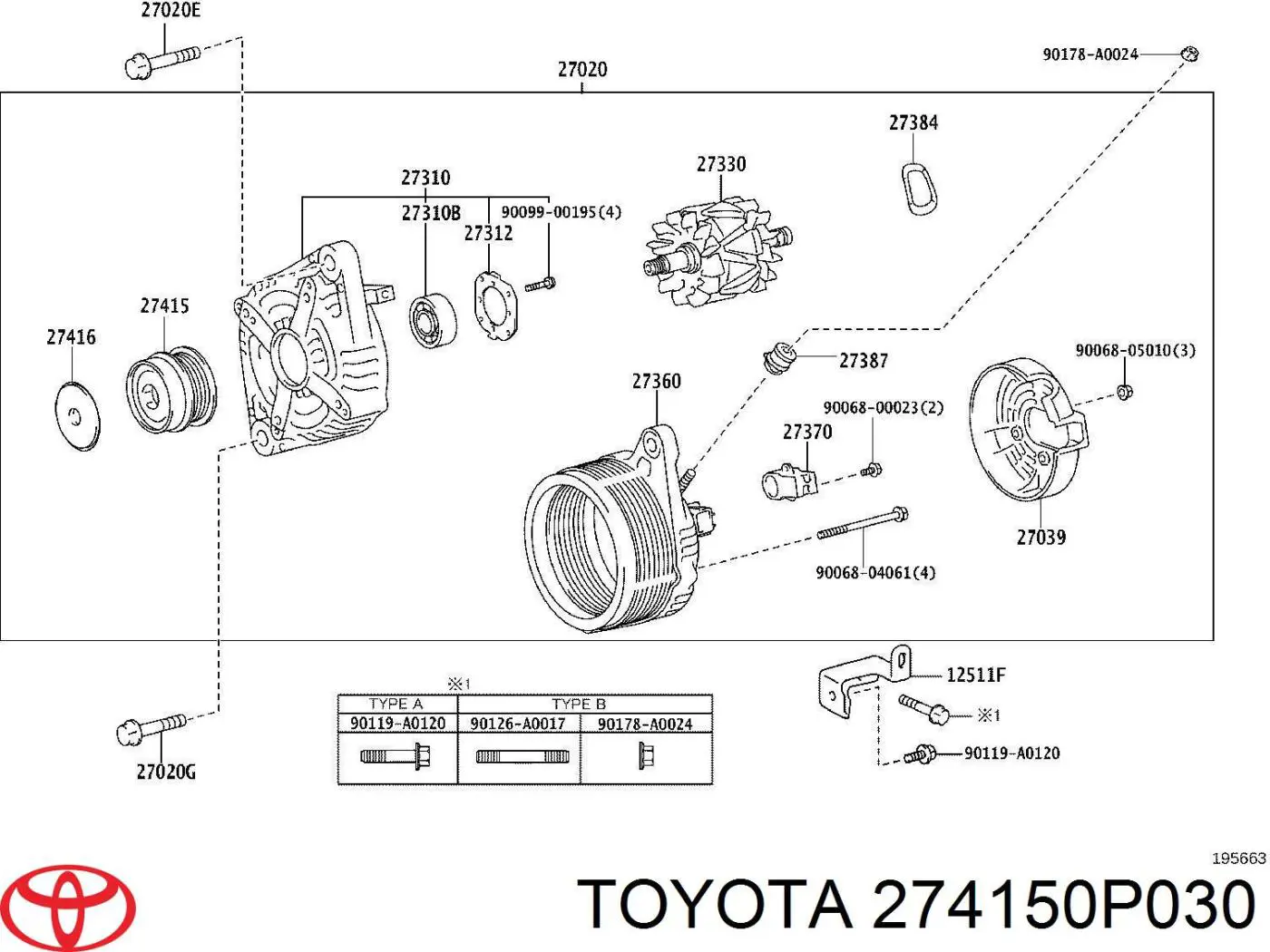 Инерционный шкив Toyota 274150P030 цена, от 29.88 USD