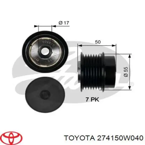 Купить 274150W040 Toyota Шкив ремня генератора