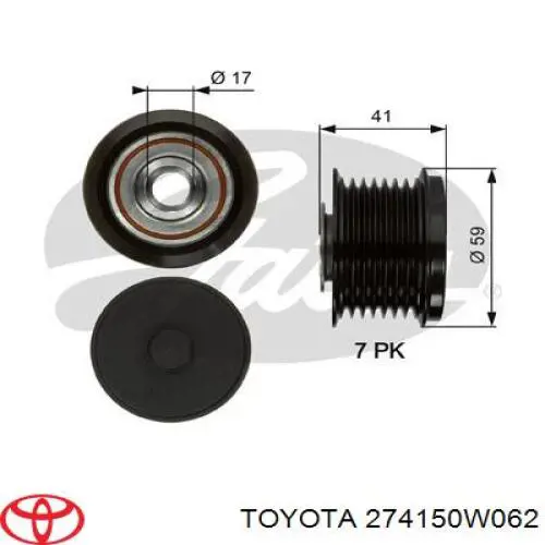 Купить 274150W062 Toyota Шкив ремня генератора
