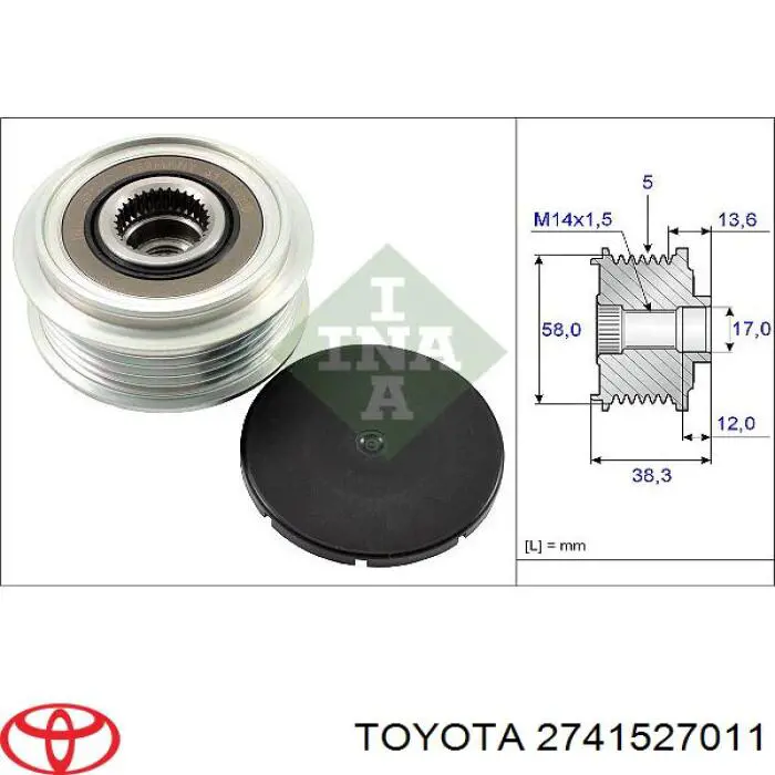 Шкив генератора Toyota 2741527011