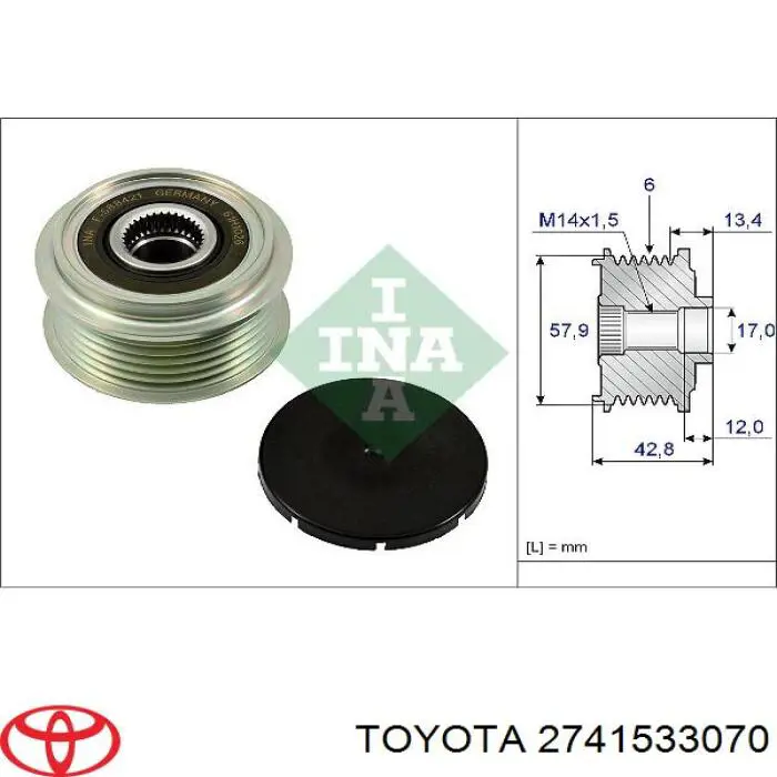 Шкив генератора Toyota 2741533070