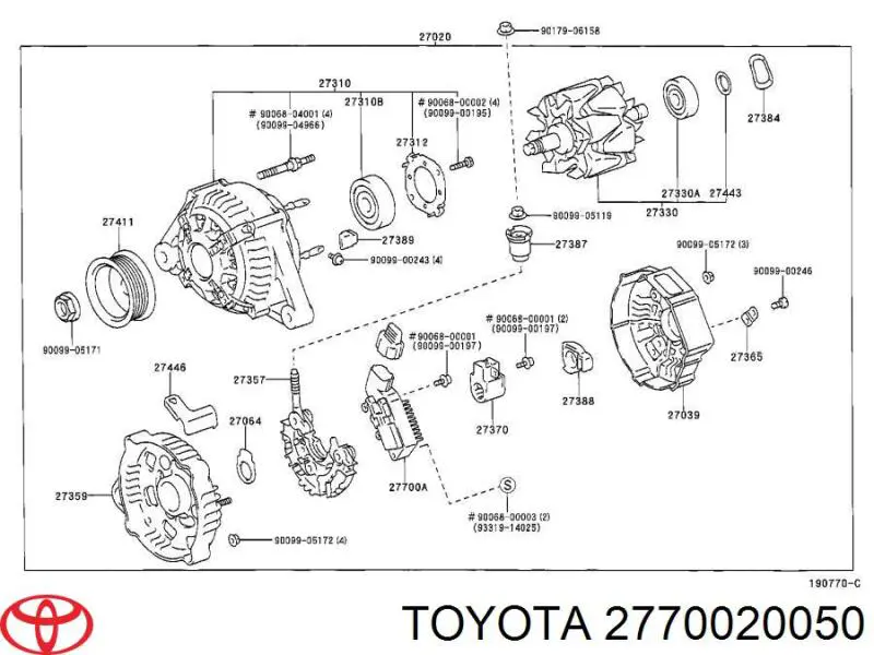 Реле регулятор генератора TOYOTA 2770020050